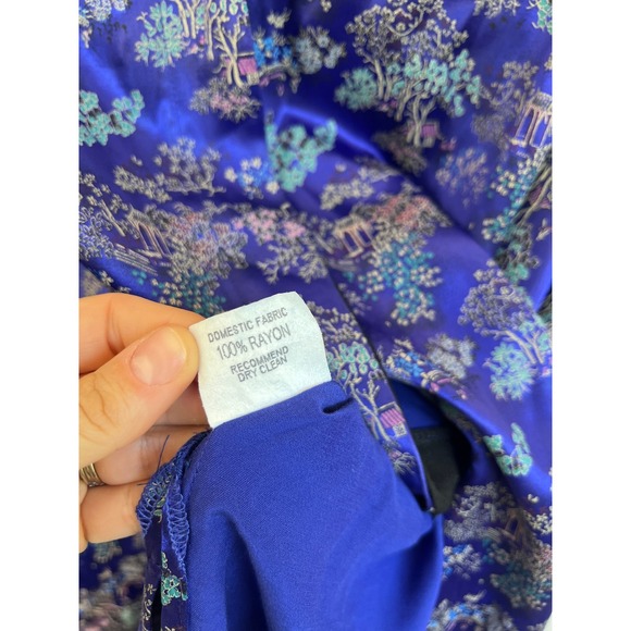 The Big‎ Shirt Carole Tomkins Asian Print Rayon Tunic Button Down Top Size 1 - Picture 5 of 8